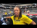 Caitlin Clark, Aliyah Boston, Kelsey Mitchell, coach Christie Sides after Fever practice before NY