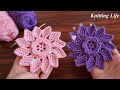 Super Easy! 😇 Crochet Tunisian Knitting Flower  Motif - Çok Kolay Tığ İşi Şahane Motif Örgü Modeli..