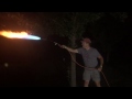 Taking down hornets nest with a flame thrower