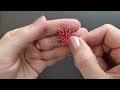 Poinsettia beaded earrings, beading tutorial, red flower earrings