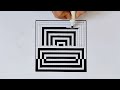 How to draw 3D Geometry Square Optical Illusion Art|Simple Geometric Techniques||Art Challenge