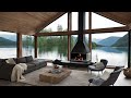 Relaxing Fireplace With A View 🏞 Crackling Fire Sounds 🔥 Bird Sounds ASMR 🦜