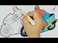 How to draw Spiderman and Ironman Motorcycle Superhero | Easy Drawing  and Coloring avengers