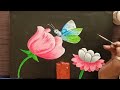 acrylic painting flowers and butterfly🦋