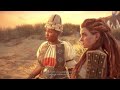 Aloy gives an Oseram mime a look of pure resentment