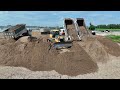Part 7 Is Amazing Mighty Sand Filling Shantui Dozer & Wheel loader Pushing Sand 35% Filled