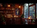 Slow, Relaxing Jazz Music in Rainy Coffee Shop Ambience for Study and Work