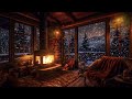 Fireplace & Snowfall Ambience - Cozy Winter Cabin for Relaxation and Sleep | Resting Area