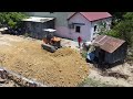Complete Process Of Building A New By Dump Truck Filling The Front Of The House