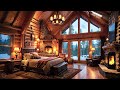 4K Cozy Winter Cabin: Animated Fireplace & Snowfall Ambient Background