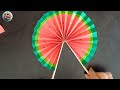 Ice Cream Stick Art & Craft / How To Make Japanese Hand Fan /Cute Watermelon Fan From Coloured Paper