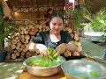 Harvest cassava and cook, Delicious pork soup eating, Bring Kiwi home and enjoy meal at home