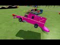 TRANSPORTING PIXAR CARS & FRUITS WITH COLORED & JOHN DEERE vs CLAAS vs TRACTORS - BeamNG.drive #983