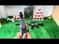 Special police weapon toy set unboxing, M416 rifle, Barret sniper rifle, Glock pistol, bomb dagger