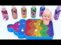 Satisfying Video l How to make Rainbow Bottle Milk With Mixing Slime in Bathtub Cutting ASMR #2