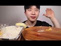 ASMR MUKBANG EGG CORN PIZZA BACON CARBONARA EATING