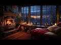 Crackling Fireplace & Gentle Snowfall | Cozy Room Sounds for Deep Sleep & Stress Relief | Fireplace