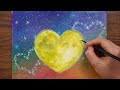 Easy HEART MOON & HEART CONSTELLATION Acrylic Painting Technique｜Painting For Beginners (1380)