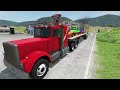 Flatbed Trailer Truck Potholes Transport Car Portal Trap Rescue - BeamNG.drive