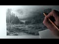 Drawing Pencil | How To Draw a Road in a Pine Forest With Pencil