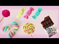 How to Make SWEET TREATS - Candies, Lollipops, Chocolate Bar, Marshmallow - Play Doh, Clay - DIY