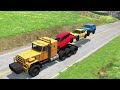 Flatbed Trailer Truck Potholes Transport Car Portal Trap Rescue - BeamNG.drive