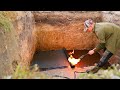 Building an Underground Food Storage in My Big Log Home in the Forest