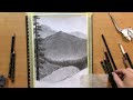 Graphite Pencil Drawing of a Lake - Landscape Drawing