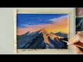 Mountain Landscape Painting with Gouache ｜ Sunset Landscape Painting