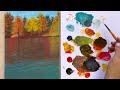 How to paint a autumn lake step by step? 🦢