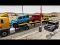 Flatbed Trailer McQueen Mercedes Cars Transportation with Truck - Pothole vs Car #20 - BeamNG.Drive