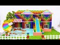 DIY - How To Build Rainbow Playground With Outdoor Staircase & Water Slide To Infinity Pool For Pet