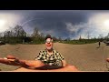 Trackside Cemetery Eclipse: A Unique 360 Perspective with a Blind Man