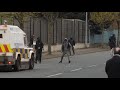 Clashes between Loyalist youths and PSNI on Lanark Way, Belfast Northern Ireland