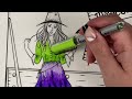 Coloring a Witch [Halloween Color-Along with Karin Brushmarker Pro Pens]