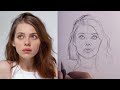 Loomis face drawing tutorial | Draw a girl's face from the front