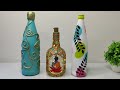 3 Unique bottle art ideas .#bottleart#diybottledecor #bottlepainting