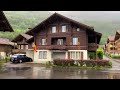 Iseltwald, Switzerland 4K - Rainy walk in the hidden gem on the lake Brienz - Rain ambience