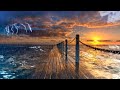 Relaxing music with beautiful sunset + rain and thunder sound - study/focus/meditate/... (4K)