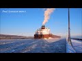 Getting a 1004' ship out of a iced harbor, check it out !