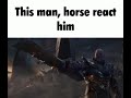 This man, horse react him