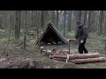Two days bushcraft | Making A-frame shelter | Bow saw | Fire screen | Meal cooking | Black tea