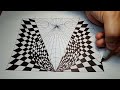 How to draw an incredible figure mix of square triangle  and optical illusion circles
