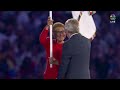 Olympic flag handoff indicates transition from Paris to Los Angeles | Paris Olympics | NBC Sports