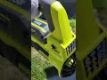 blowing grass and sand after trimming with Ryobi 40V 525 CFM Jet Fan Blower with Turbo button.