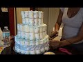 HOW TO MAKE A 3 TIER DIAPER CAKE (SUPER EASY)
