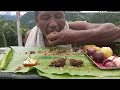 enjoying mukbang with local items Anishi recipe, papaya boil