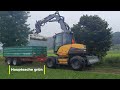 Grünpflege mit dem Mecalac Mobilbagger 11MWR und montiertem Mecalac Rototilt/Tiltrotator