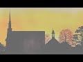 Church in sunset with watercolor