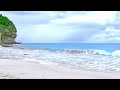 Caribbean Sea Beach - Gentle Ocean Wave Sounds - Stormy Wild Island - Relaxing Nature Video